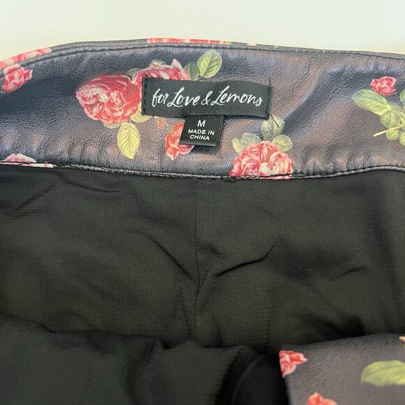 For Love And Lemons Wren Mini Skirt Roses, Faux Leather, Romantic Sexy, SZ M - Picture 7 of 10
